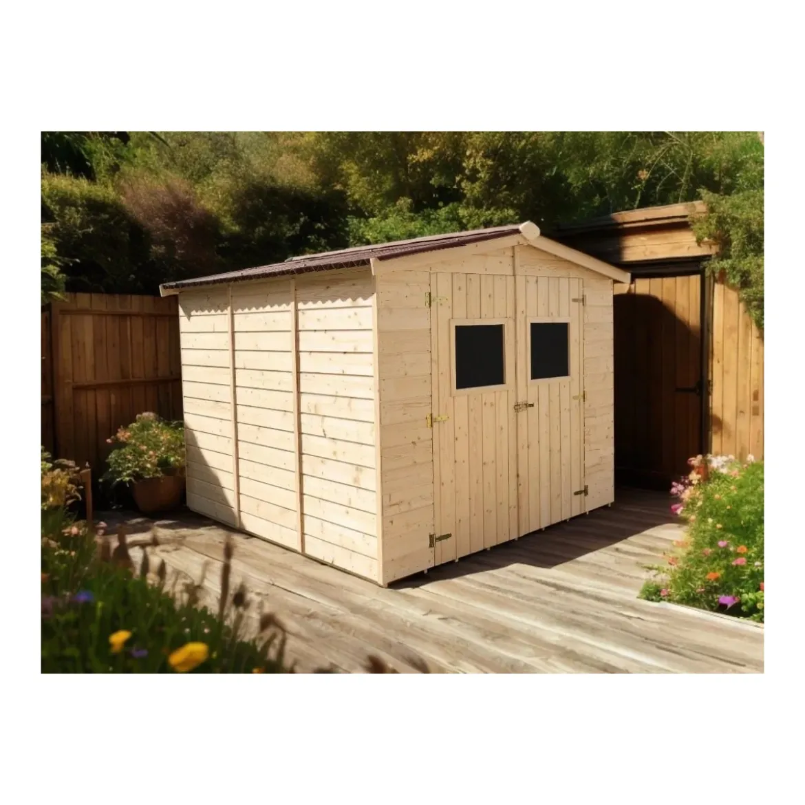 Casetta 2.4x2.4 in Legno Pannelli 16 mm da Giardino Esterno per Attrezzi Rimessa