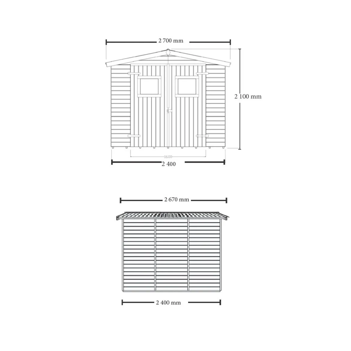 Casetta 2.4x2.4 in Legno Pannelli 16 mm da Giardino Esterno per Attrezzi Rimessa