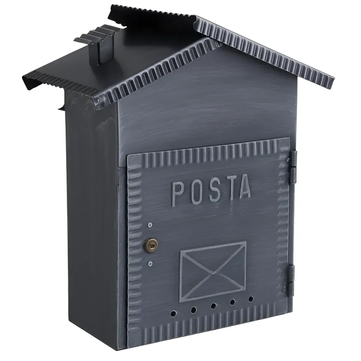 Cassetta Postale in Ferro Battuto Nero per Esterni con Retro Apertura