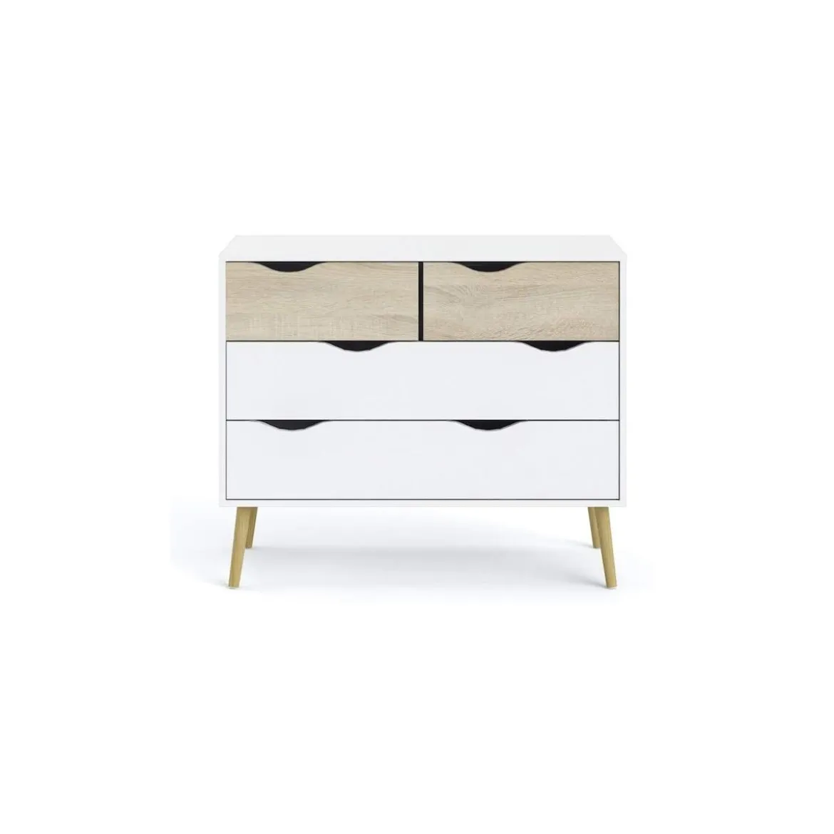 Cassettiera Como Bianco Rovere 4 Cassetti Cassettone Camera da Letto Cameretta