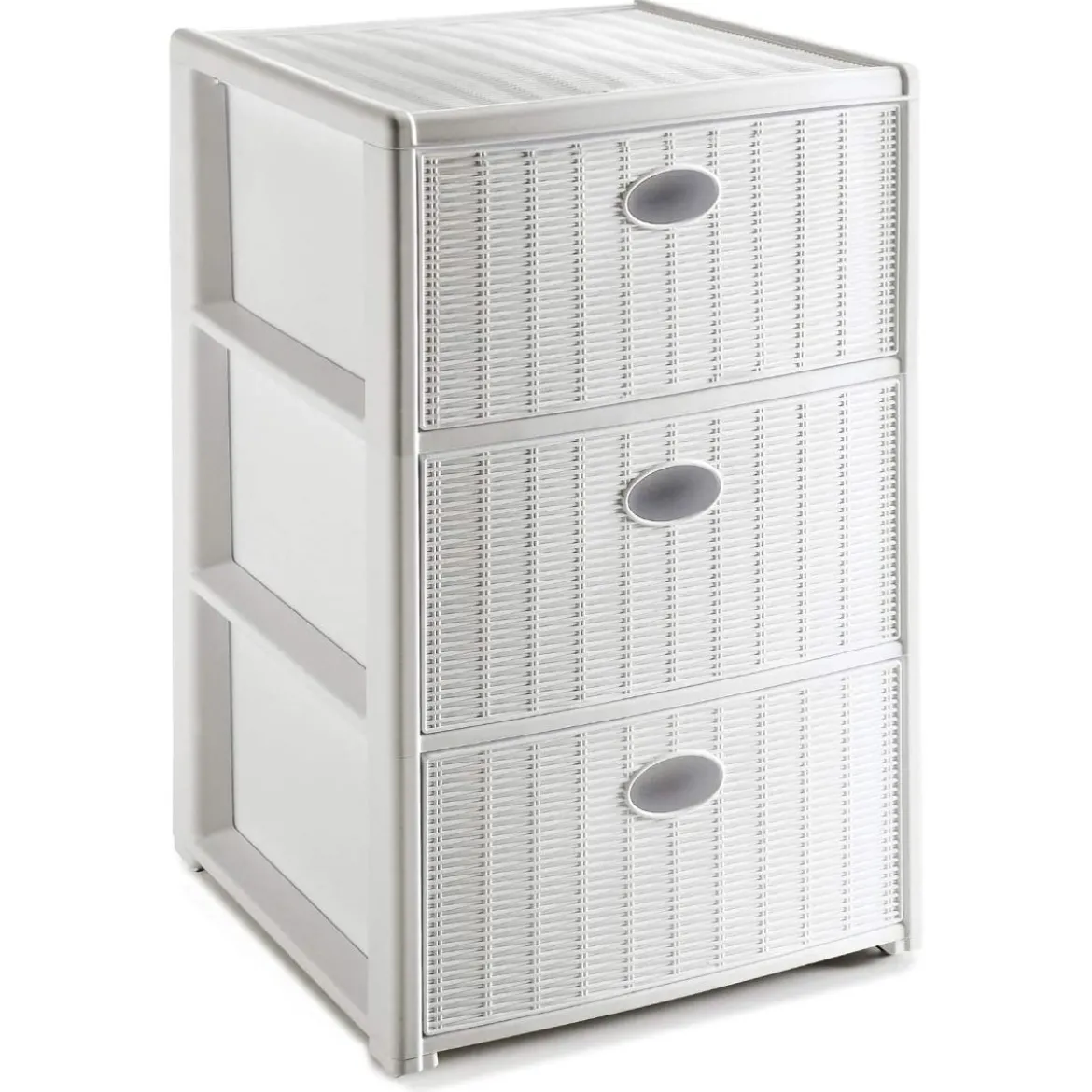 Cassettiera con 3 Cassetti Mobile Bianco in Plastica con Ruote da Interno