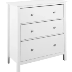Cassettiera Credenza da Cucina 3 Cassetti in Legno Bianco Moderna