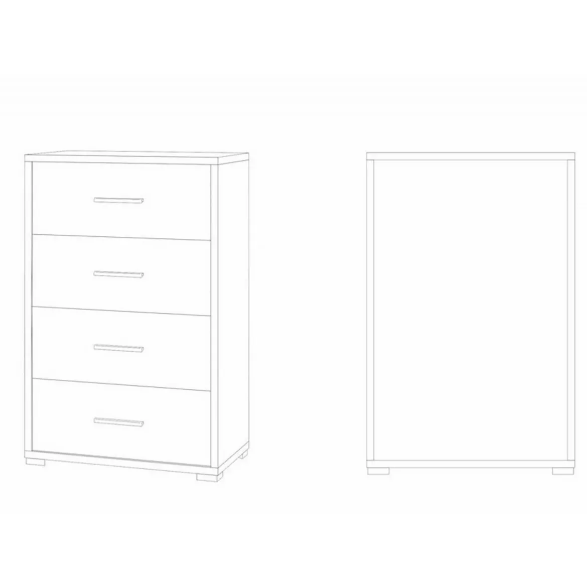 Cassettiera da Ufficio Como Bianco Nero Mobile 4 Cassetti Camera Legno