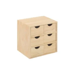 Cassettiera in Legno Mini 6 Cassetti 28X20X28 cm Multiuso