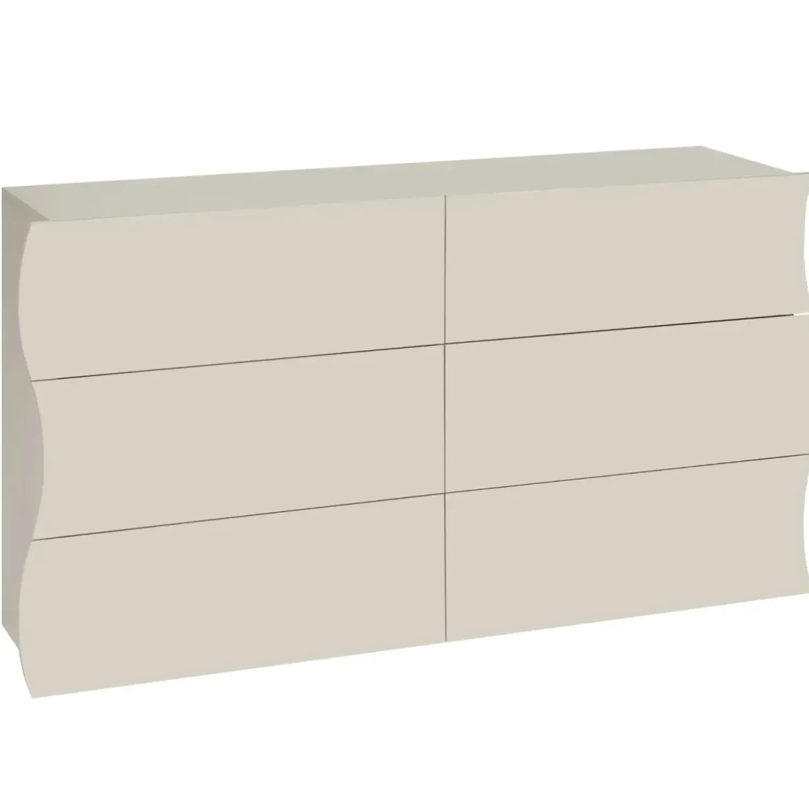 Cassettiera Madia 6 Cassetti 150 cm Legno Beige Cachemire Soggiorno