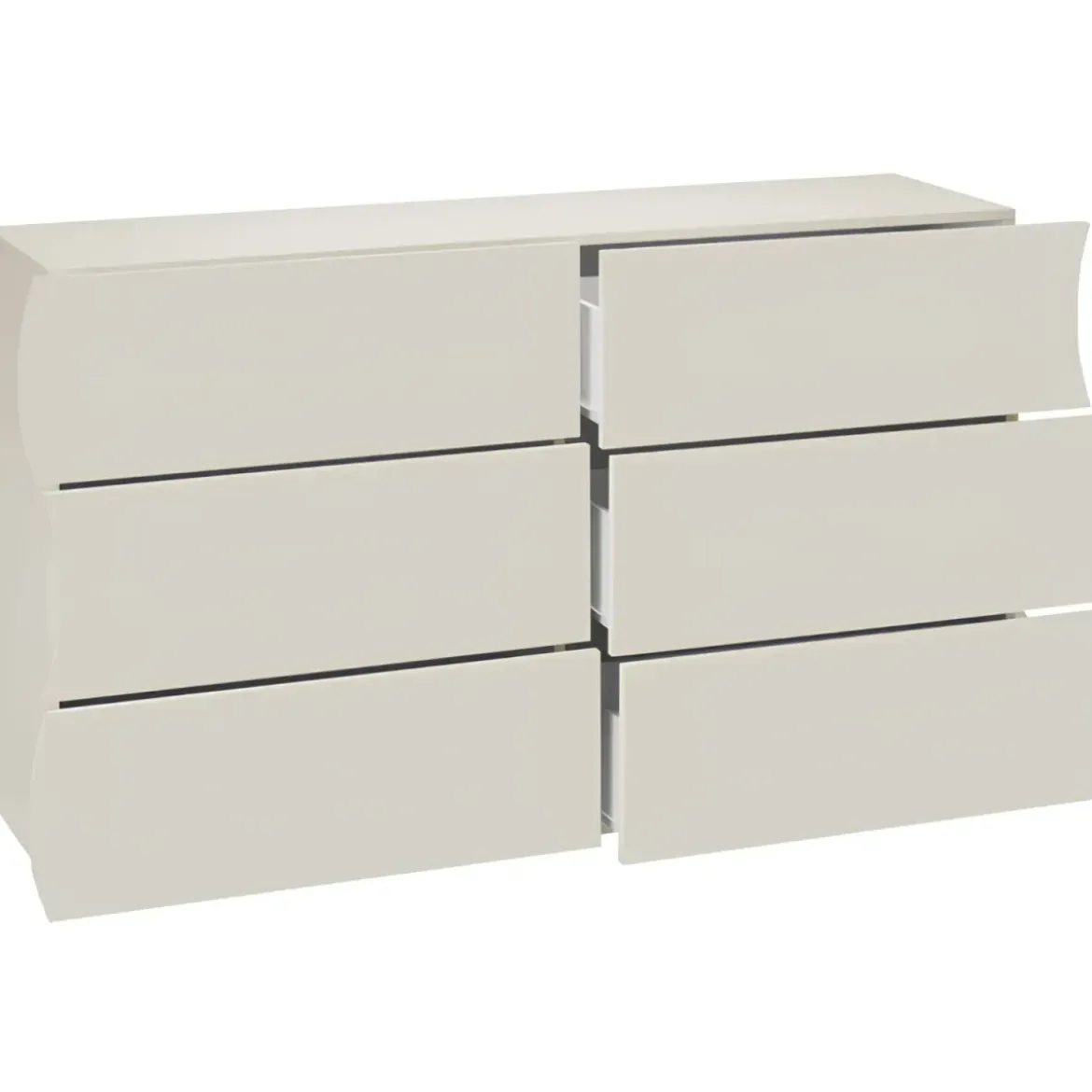 Cassettiera Madia 6 Cassetti 150 cm Legno Beige Cachemire Soggiorno