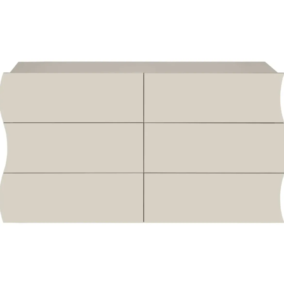 Cassettiera Madia 6 Cassetti 150 cm Legno Beige Cachemire Soggiorno