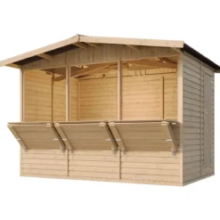 Chiosco con 3 Finestre Casetta in Legno 3x2 a Pannelli da Spiaggia Bar