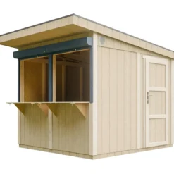 Chiosco in Legno 2x2 m Rosso a Pannelli LP SmartSide Fiere Mercatini