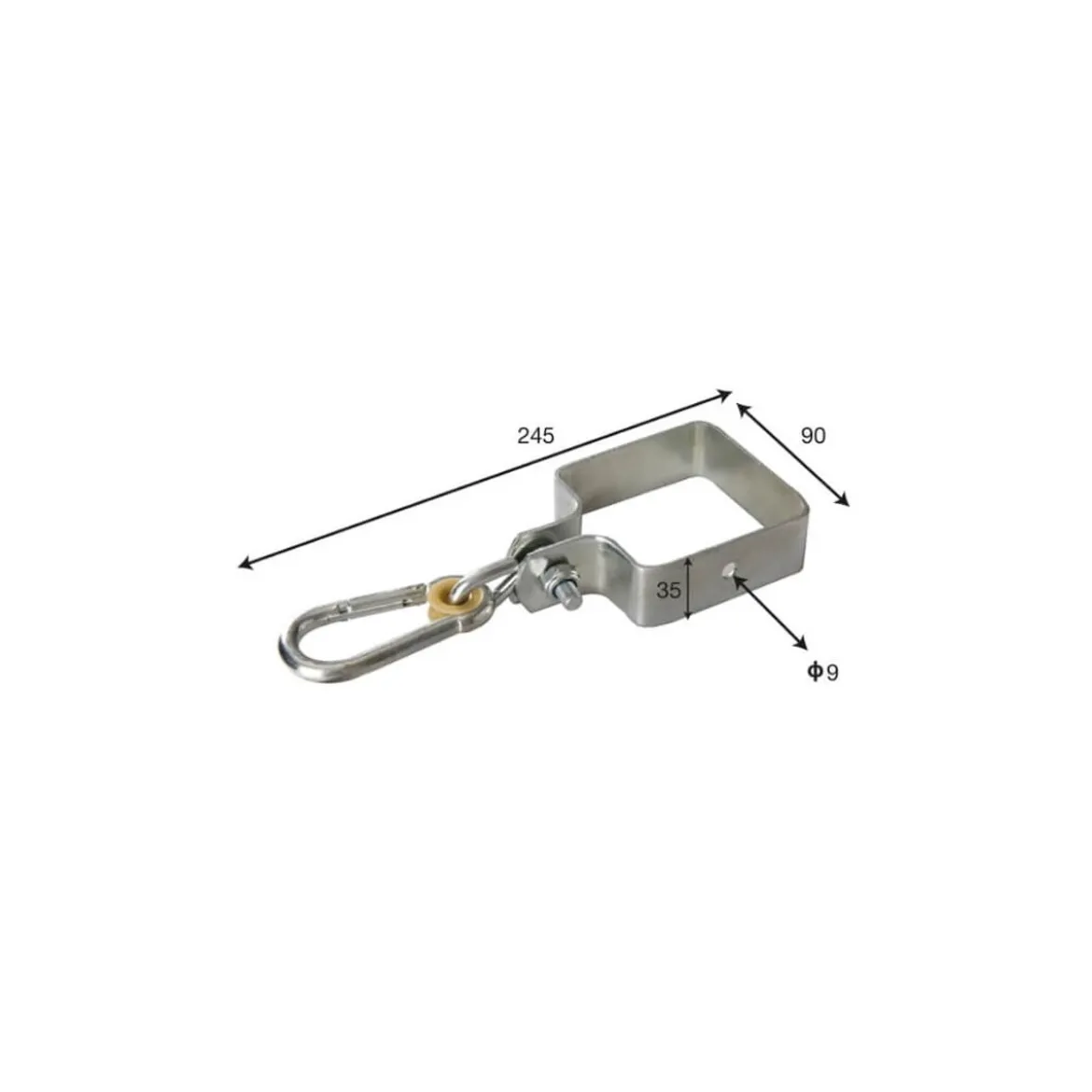 2 Collari Acciaio Zincato 9x9 cm per Altalena Bambini con Pali in Legno Quadrati