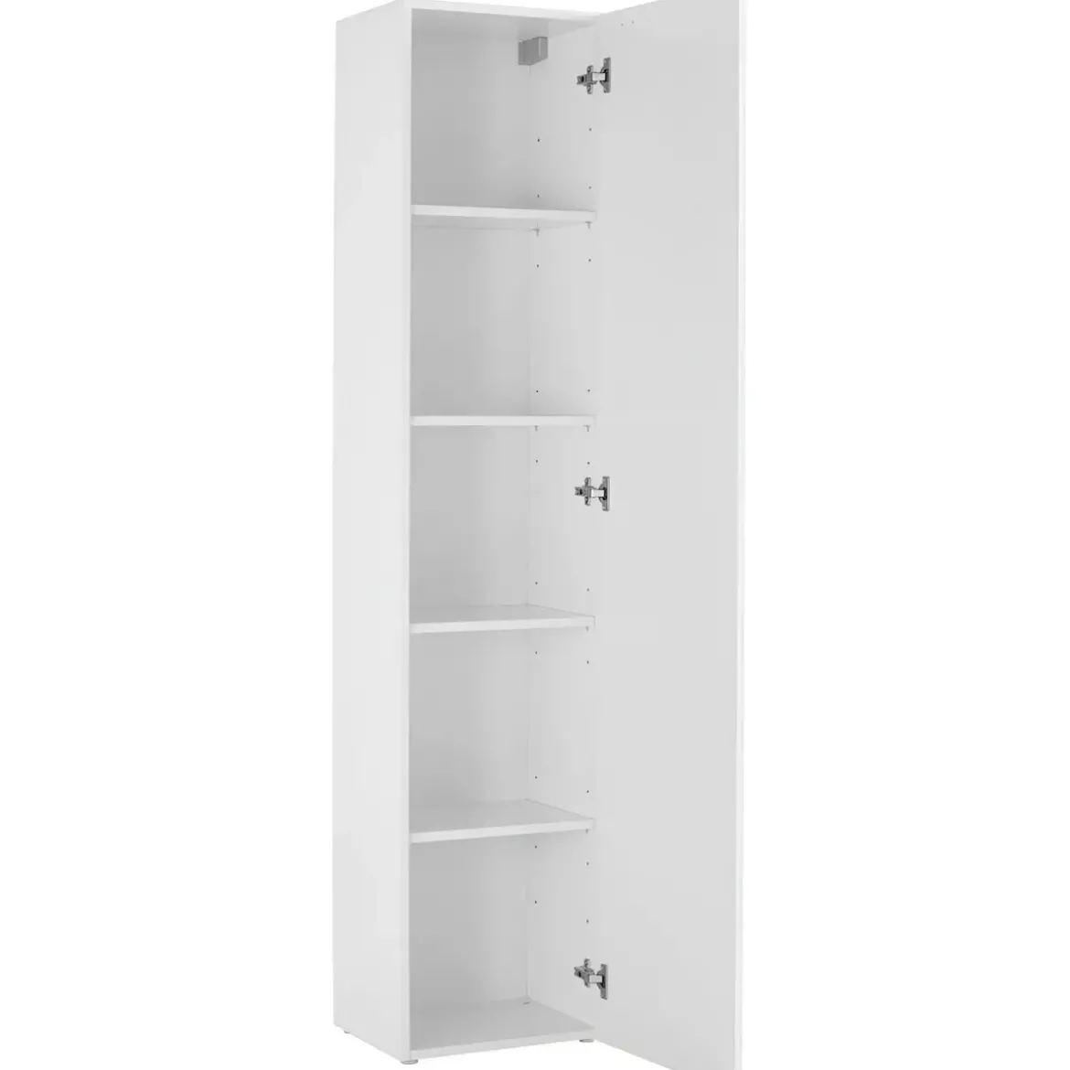 Colonna Armadio Multiuso Bianco Lucido 4 Ripiani 40x30x180 cm Moderno