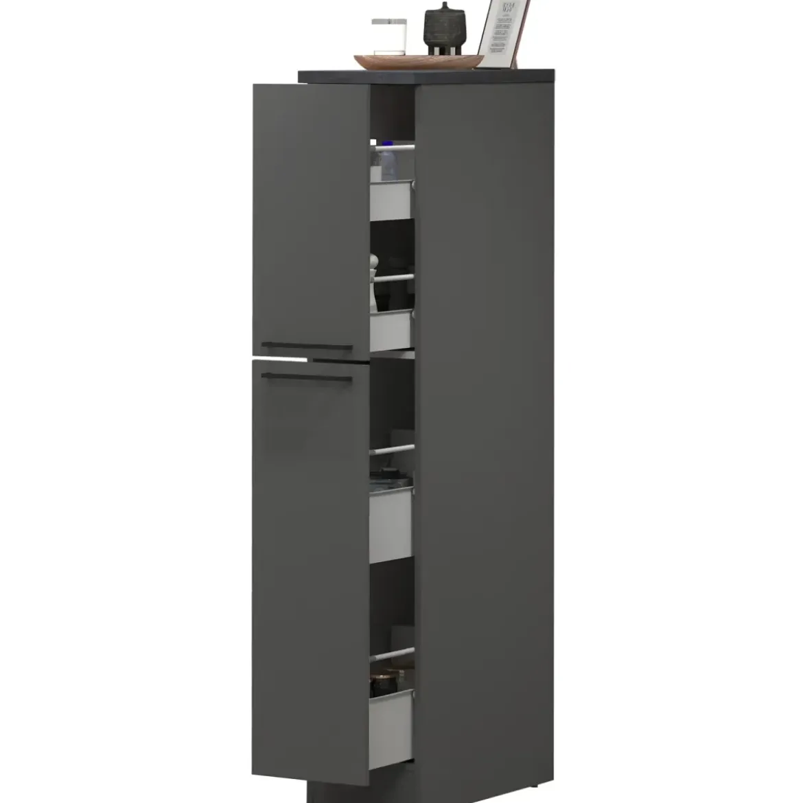 Colonna Portaspezie Antracite 2 Cassetti Soft Close Legno Nobilitato