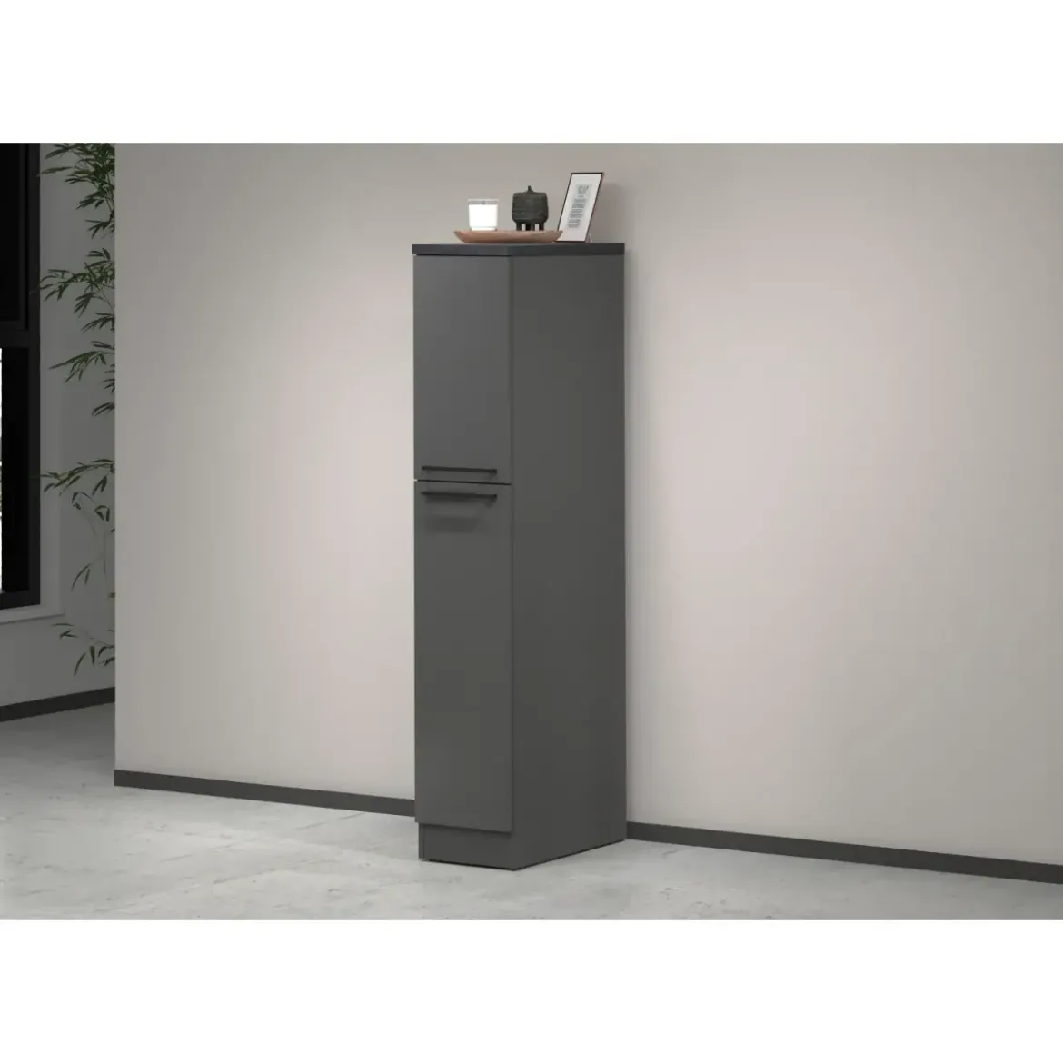 Colonna Portaspezie Antracite 2 Cassetti Soft Close Legno Nobilitato