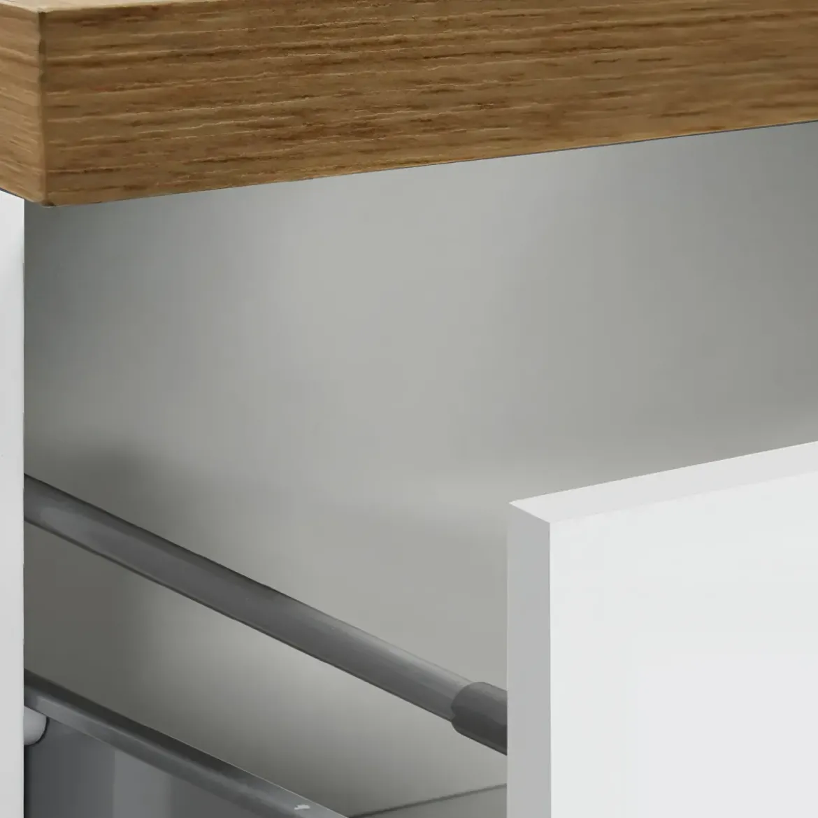 Colonna Portaspezie Bianco Lucido Rovere 2 Cassetti Soft Close Legno