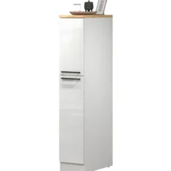 Colonna Portaspezie Bianco Lucido Rovere 2 Cassetti Soft Close Legno