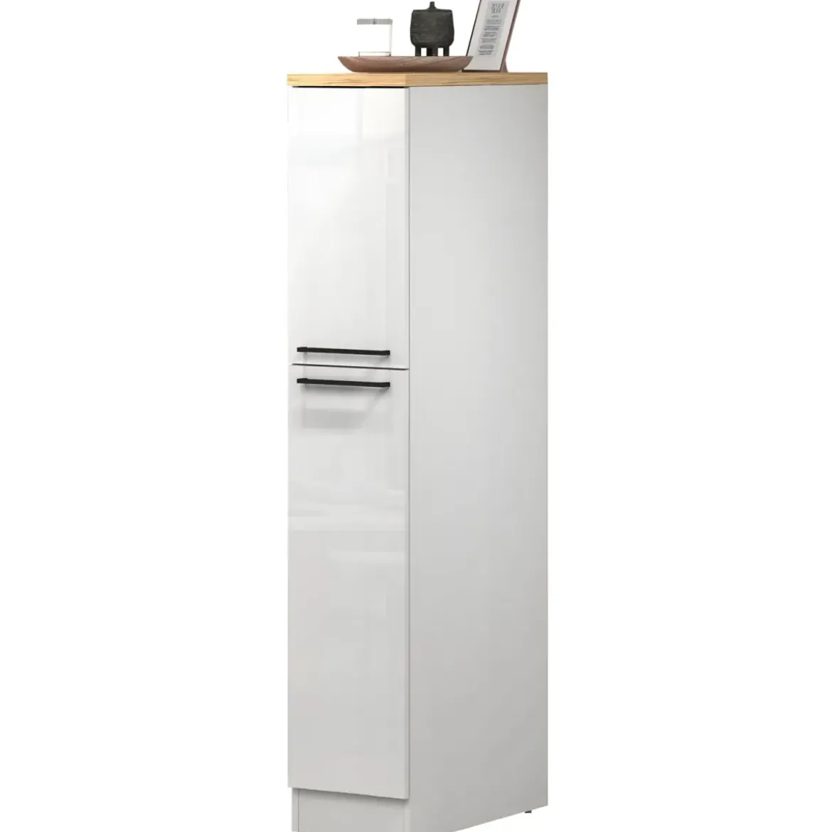 Colonna Portaspezie Bianco Lucido Rovere 2 Cassetti Soft Close Legno