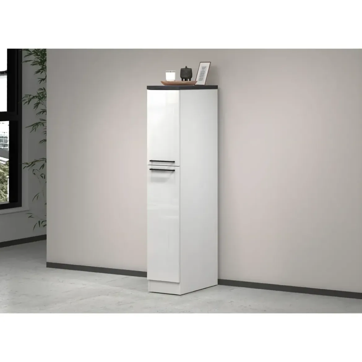 Colonna Portaspezie Bianco Lucido Report 2 Cassetti Soft Close Legno
