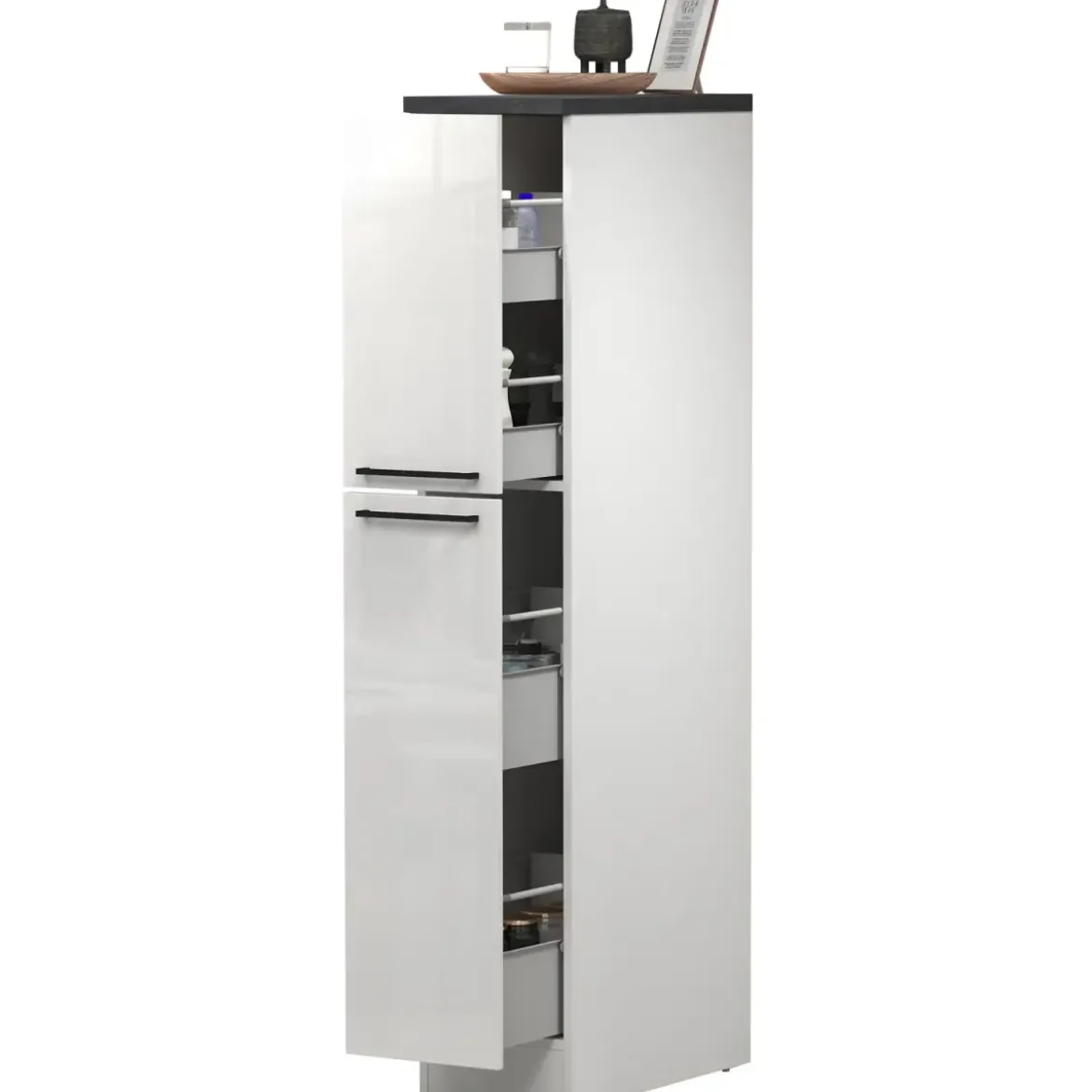 Colonna Portaspezie Bianco Lucido Report 2 Cassetti Soft Close Legno