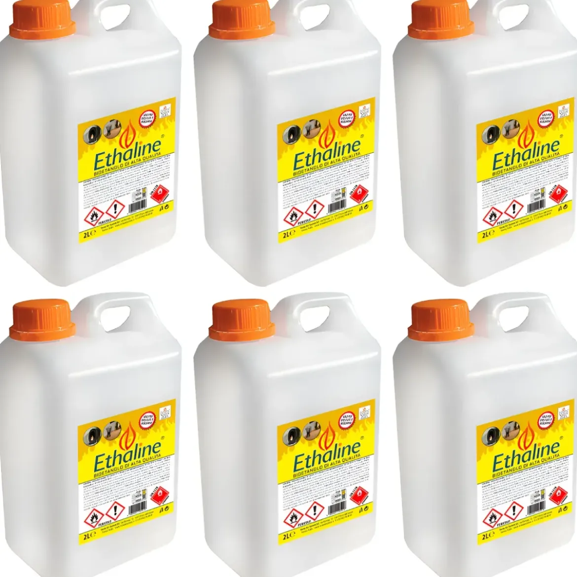 Combustibile Bioetanolo 6 Taniche 2L per Biocamini e Biostufe Inodore