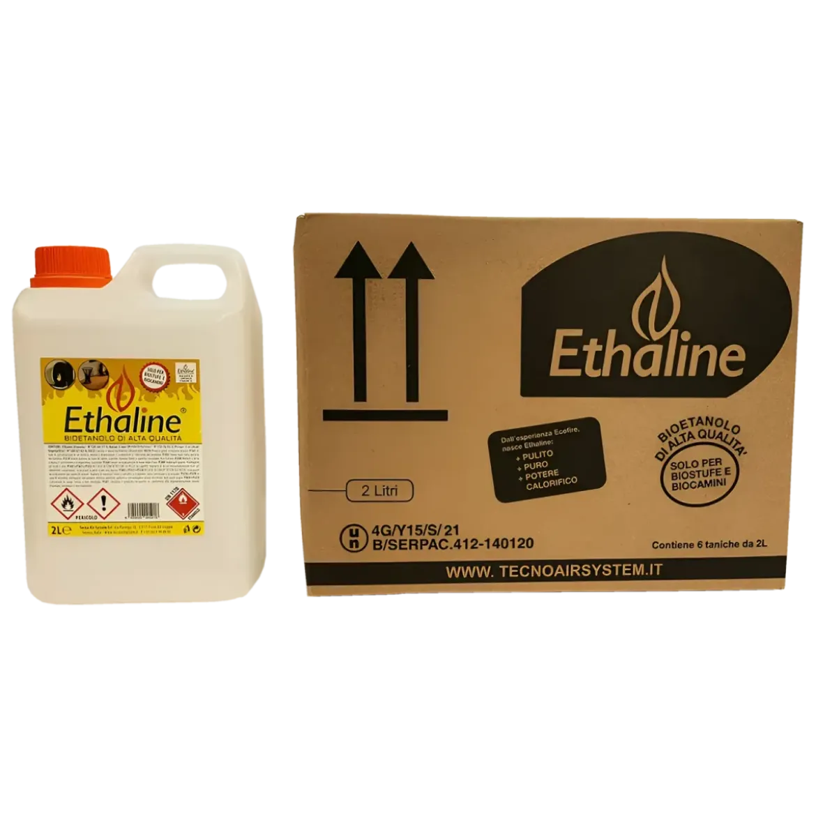 Combustibile Bioetanolo 30 Taniche 2L per Biocamini e Biostufe Inodore