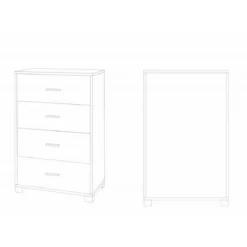Como Cassettiera Noce Bianco 4 Cassetti da Ufficio Porta Documenti Legno