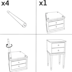 Comodino Camera da Letto 2 Cassetti in Legno Ferro Verde Oro