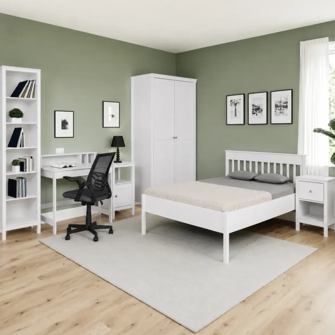Comodino Camera da Letto con Cassetto Vano Portaoggetti Legno Bianco