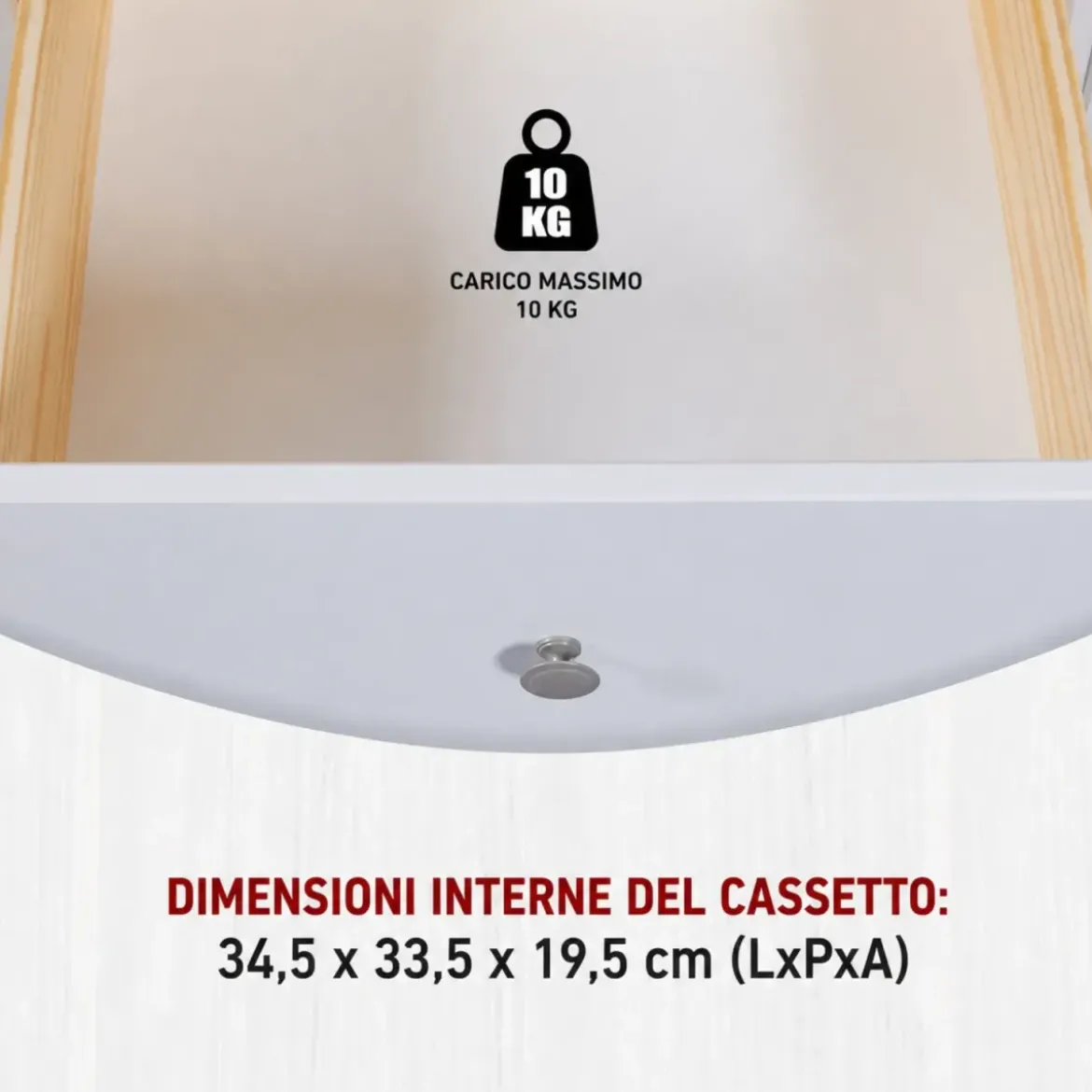 Comodino Camera da Letto con Cassetto Vano Portaoggetti Legno Bianco