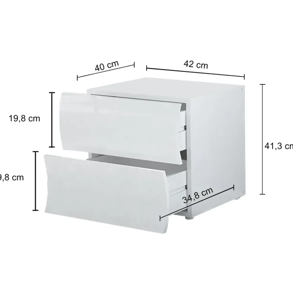 Comodino 2 Cassetti Antracite Opaco in Legno Camera da Letto
