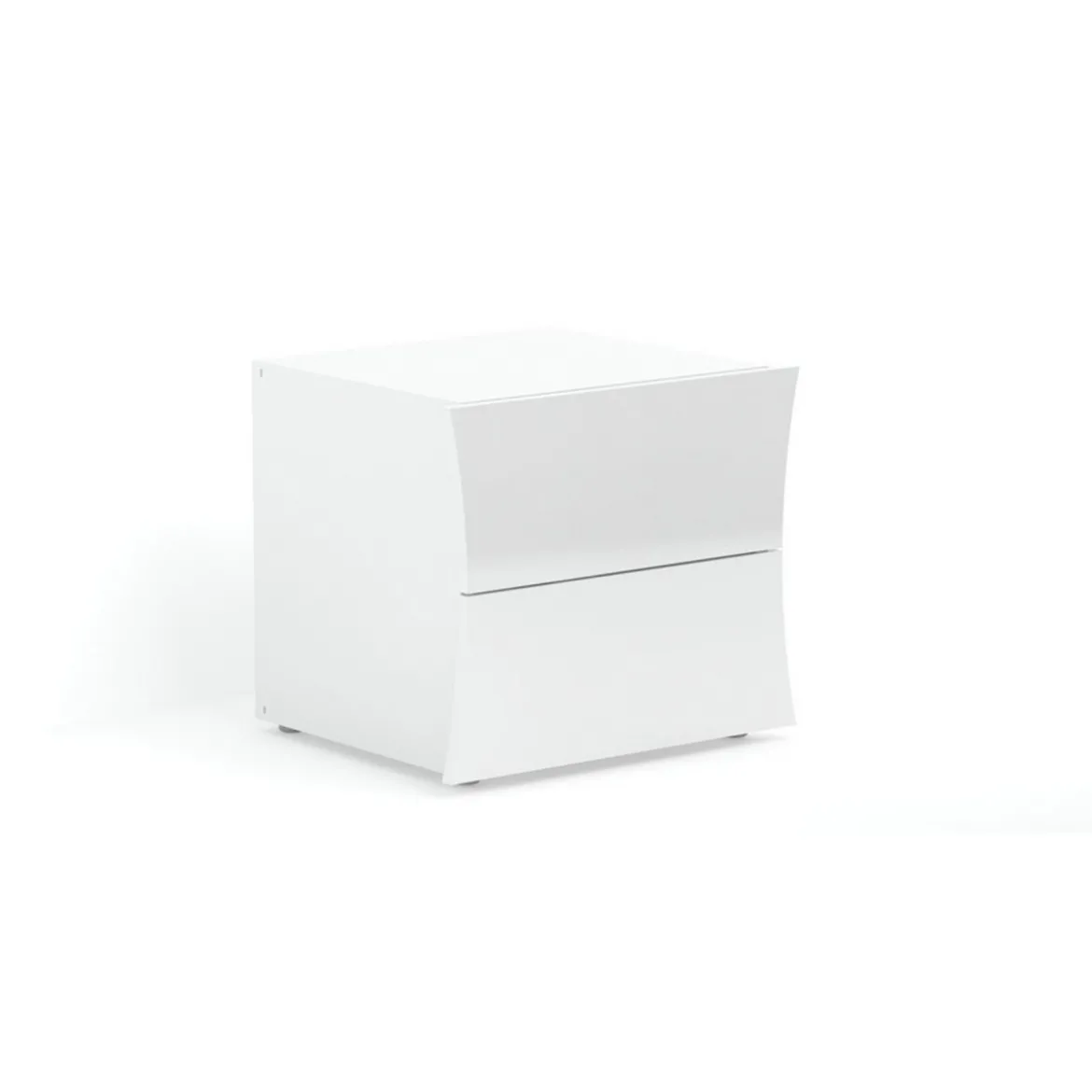Comodino 2 Cassetti in Legno Bianco Lucido Camera da Letto