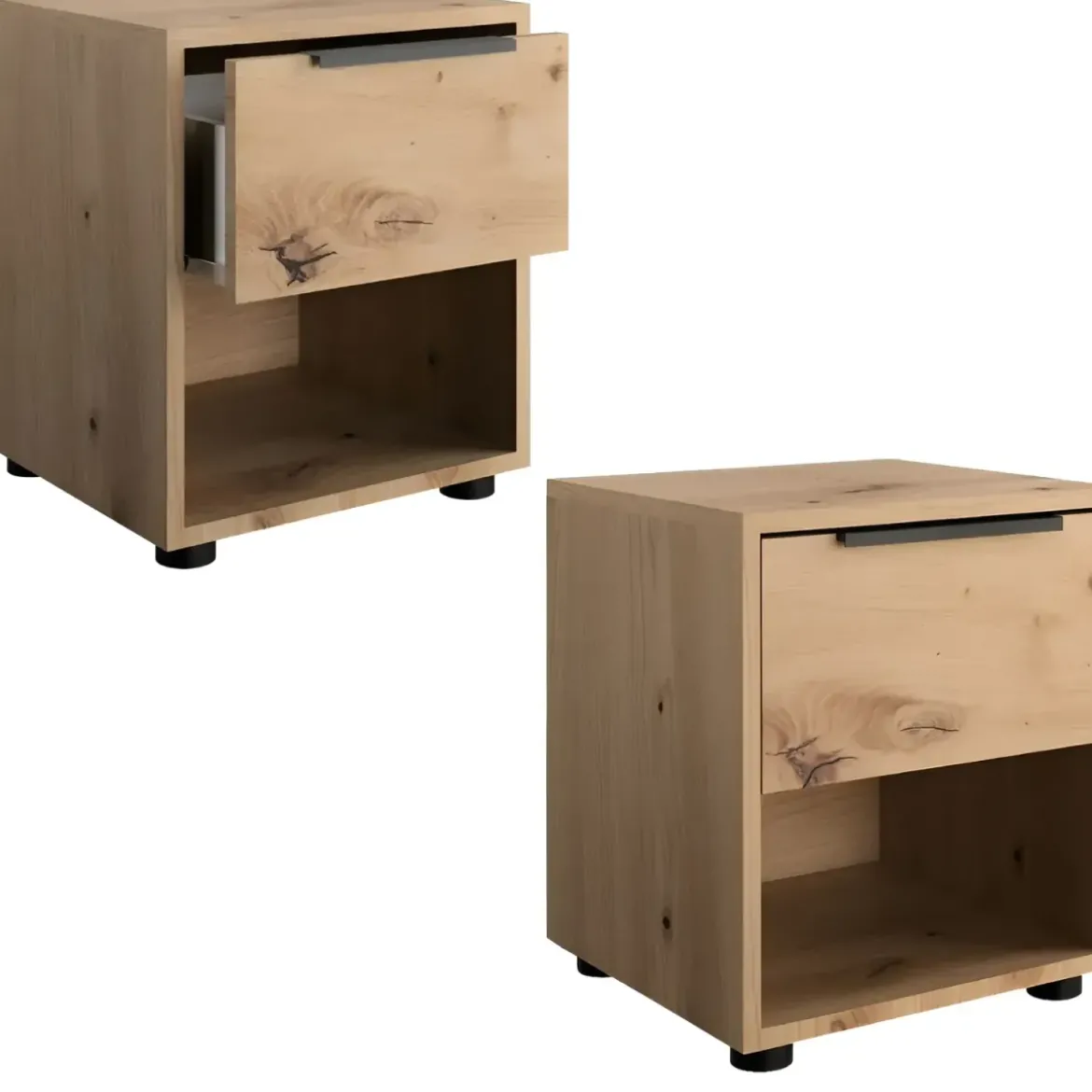 Comodino 1 Cassetto Rovere Artisan per Camera da Letto con Vano