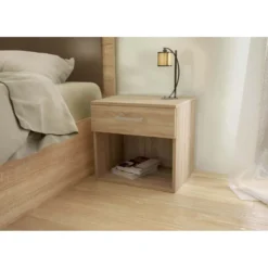 Comodino con Cassetto Quercia Moderno Design per Camera in Legno