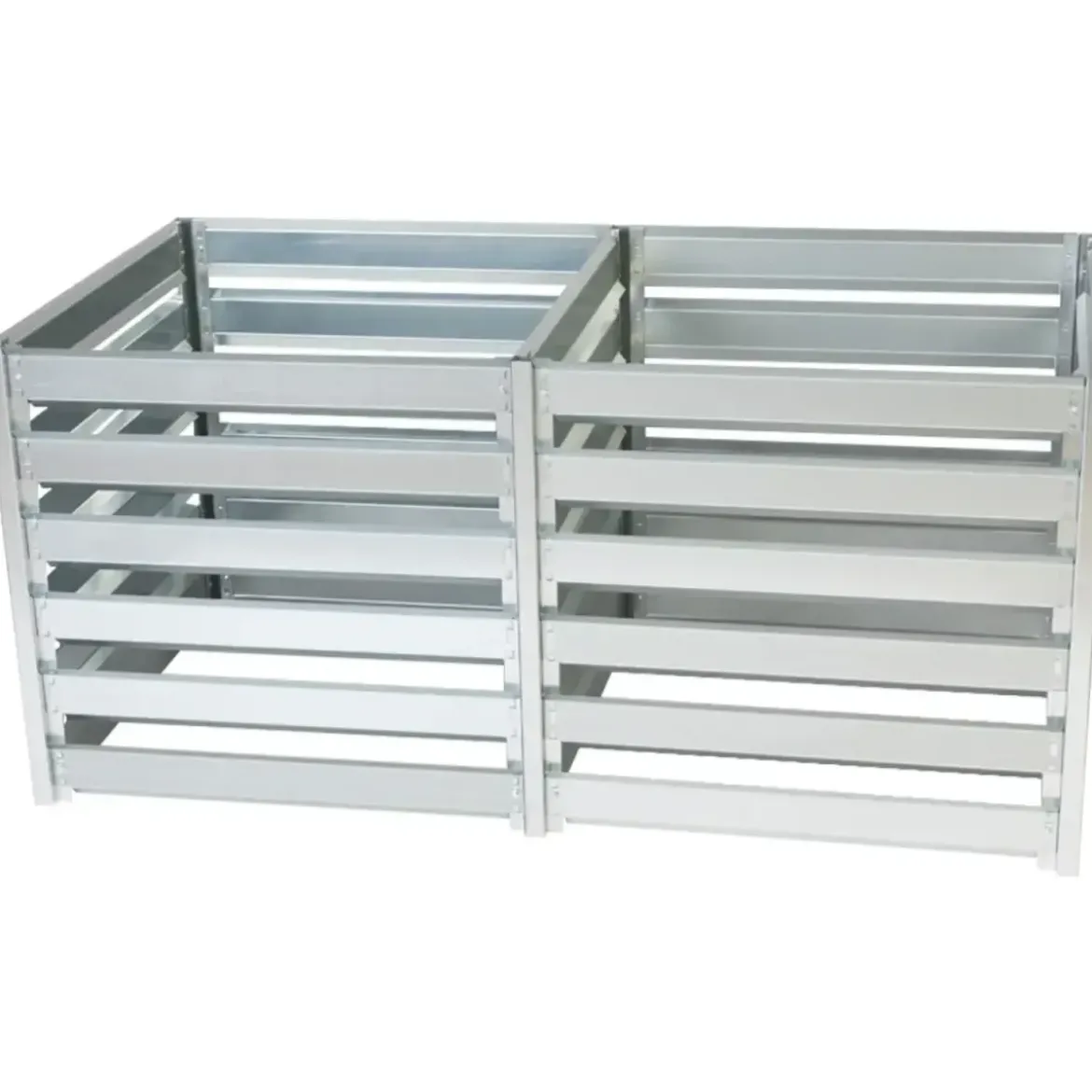 Compostiera Doppia da Giardino 1408L in Acciaio Zincato 182x91x85cm