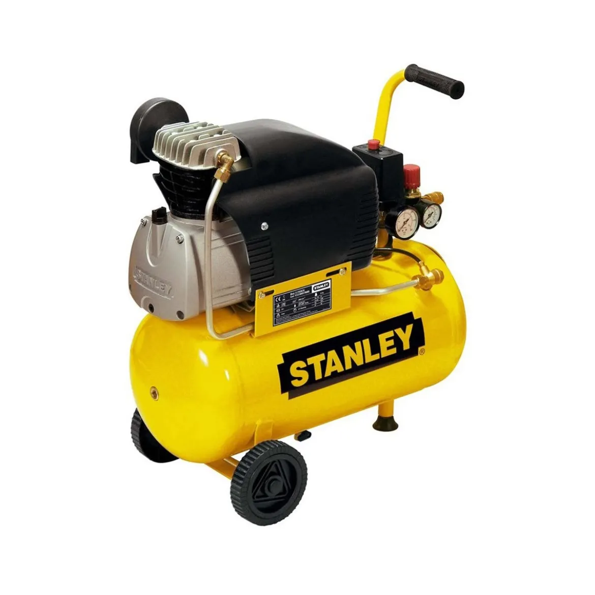 Compressore Aria Stanley 24 Lt Litri Compatto Manometro Elettrico Ruote Valvola