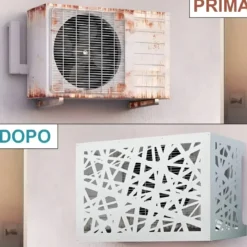Copri Condizionatore da Esterno Decorazione Alluminio Bianco 86x44x68