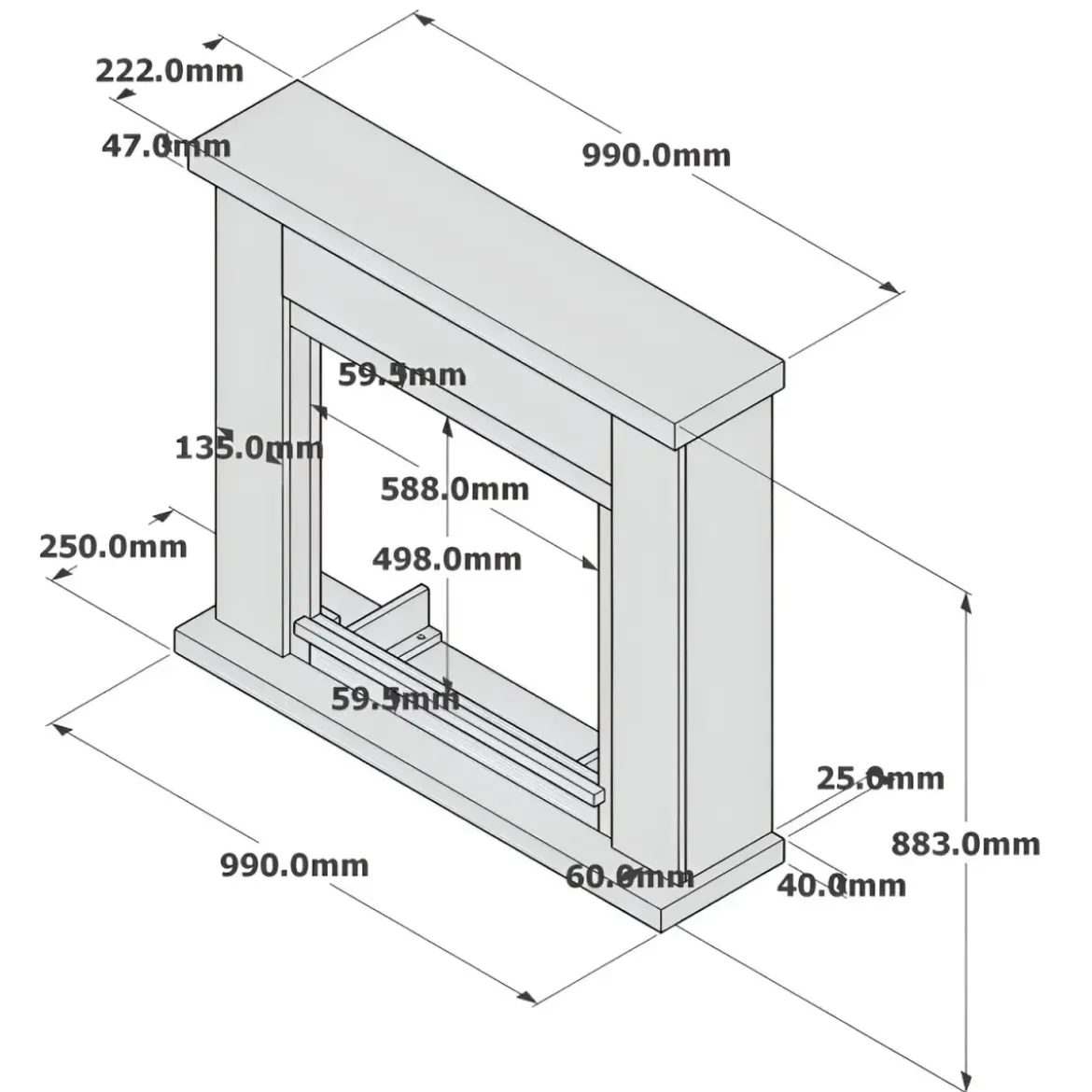 Cornice per Caminetto Elettrico Beige Tagu Frode in Legno MDF Camino