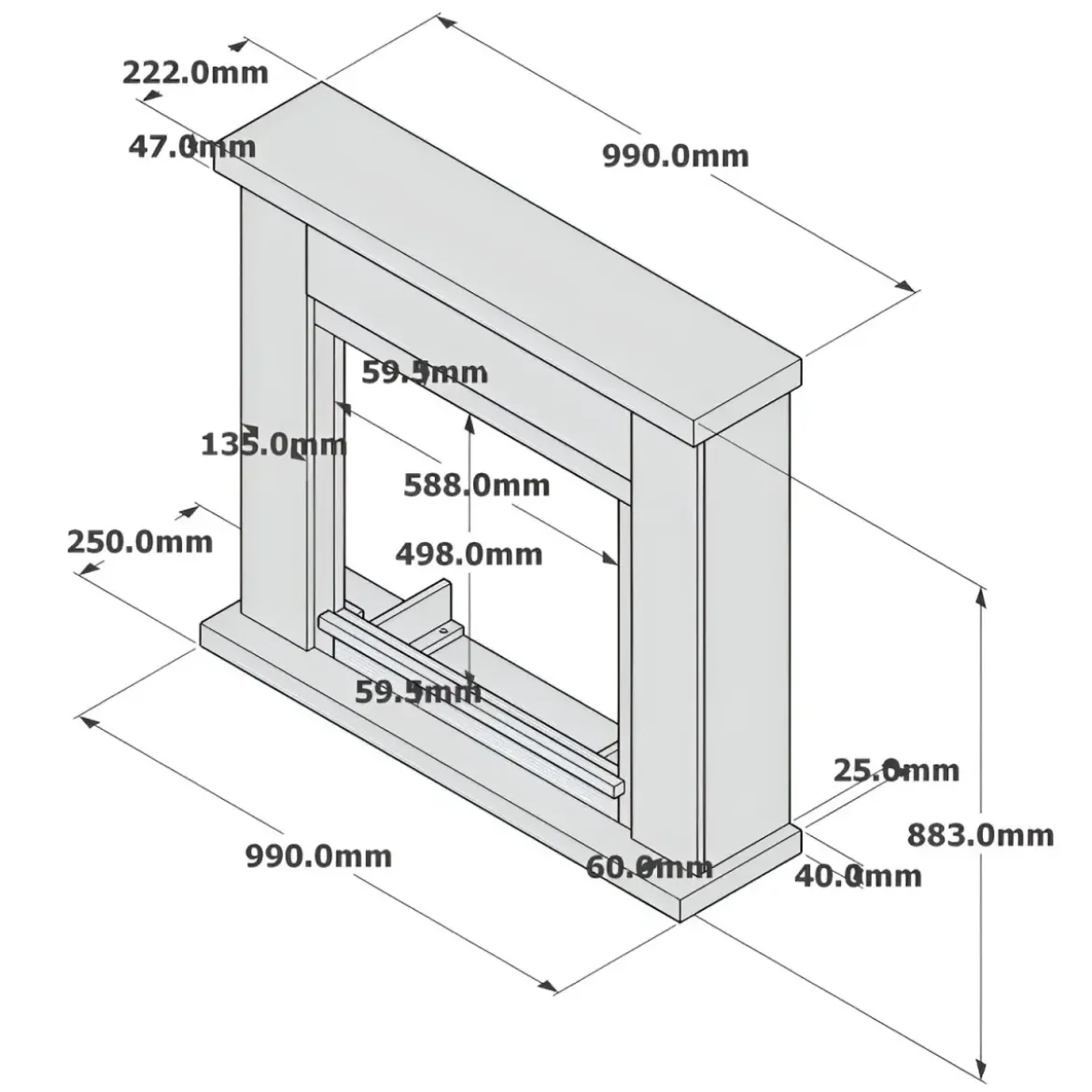 Cornice per Camino Elettrico Tagu Frode Grigia in Legno MDF Caminetto
