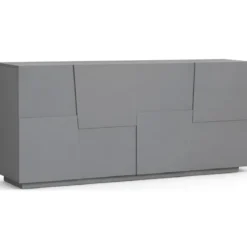Credenza 4 Ante Antracite Opaco Madia 2 Ripiani Soggiorno Moderno