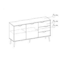 Credenza Bianca Moderna 2 Ante 3 Cassetti Rovere Mobile Madia Soggiorno Salotto