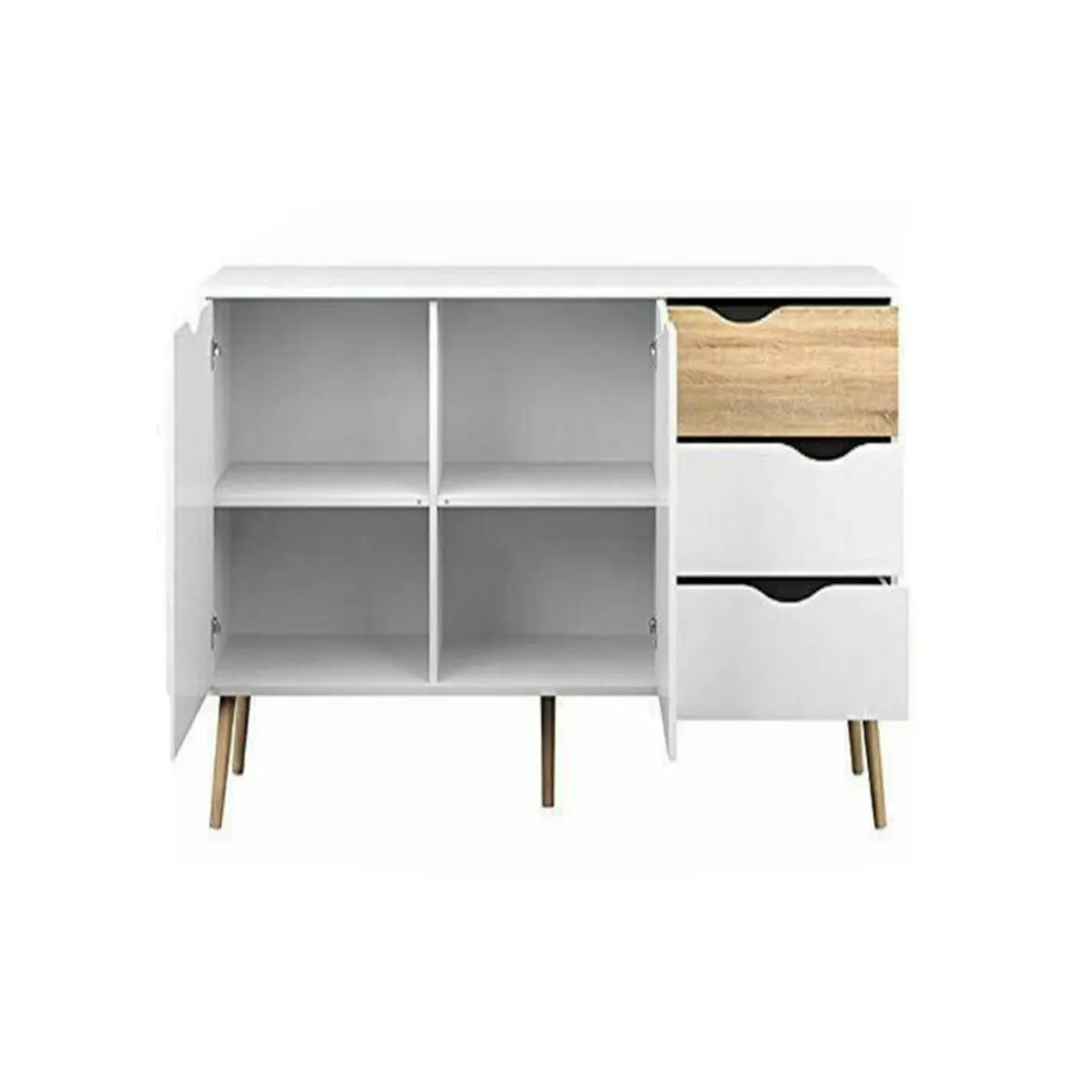 Credenza Bianca Moderna 2 Ante 3 Cassetti Rovere Mobile Madia Soggiorno Salotto