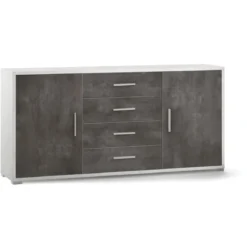 Credenza Bianco Nero Contenitore Mobile 2 Ante 4 Cassetti in Legno Tv