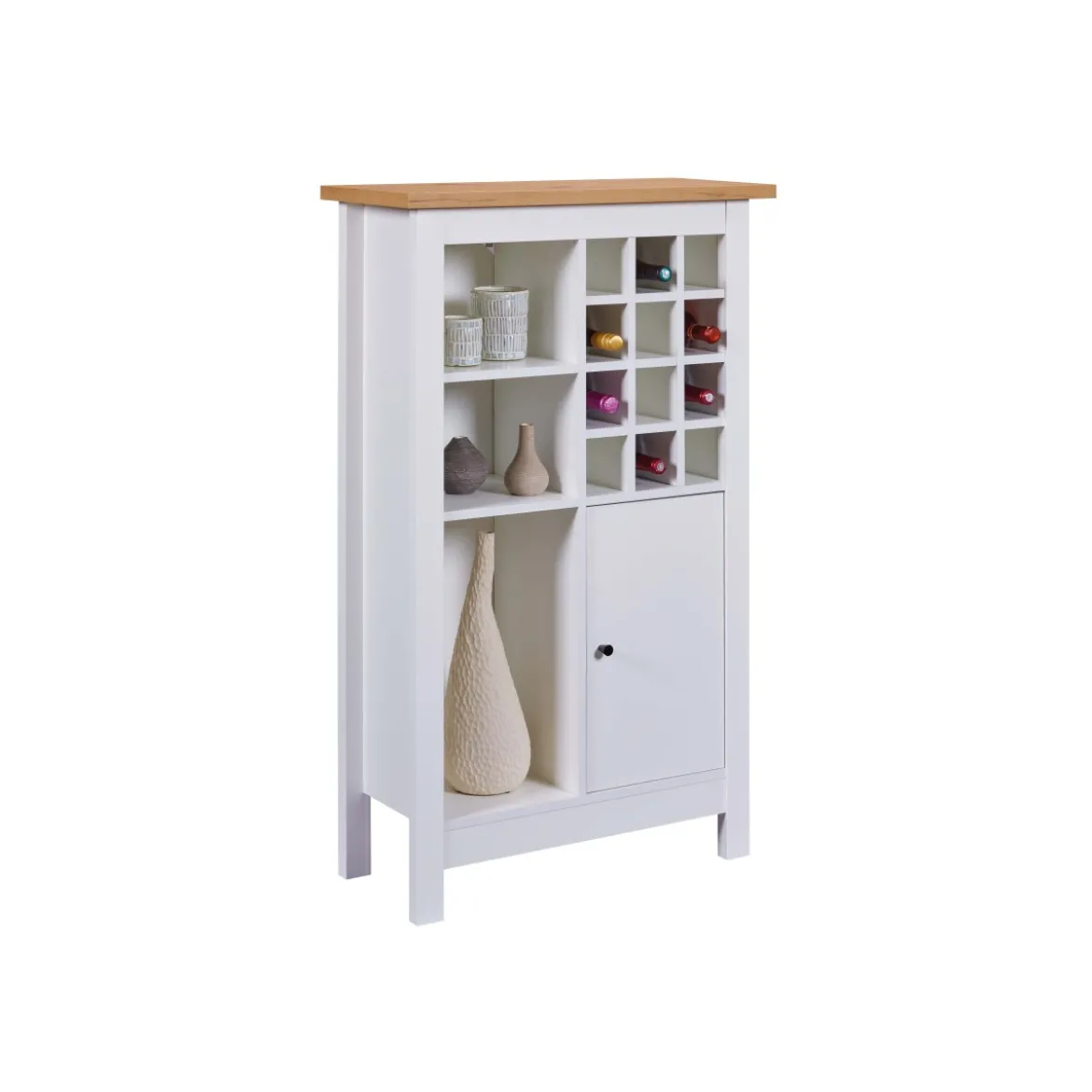 Credenza Cantina Porta Vino Bianco Rovere 76,8 x 33 x 124,4 cm