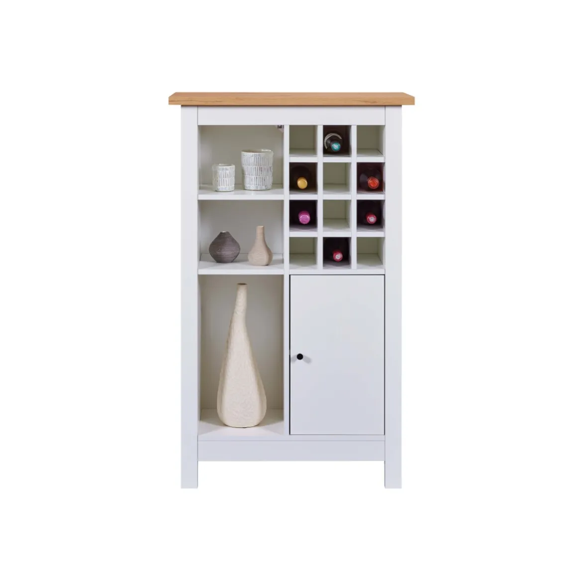 Credenza Cantina Porta Vino Bianco Rovere 76,8 x 33 x 124,4 cm