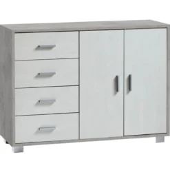 Credenza Cemento Bianco Mobile 2 Ante 4 Cassetti Madia Contenitore Salone