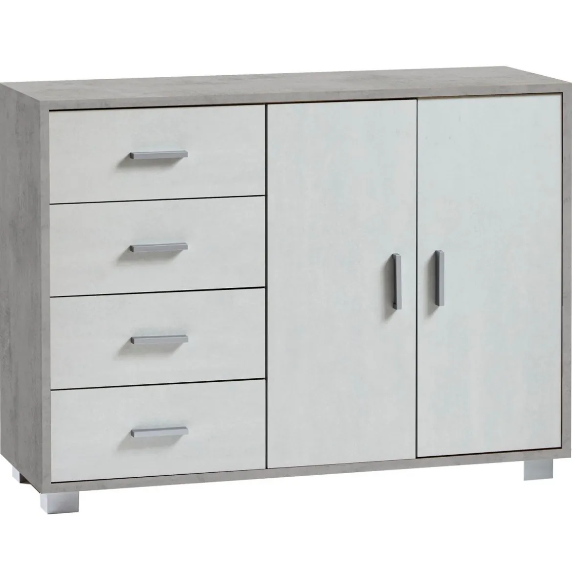 Credenza Cemento Bianco Mobile 2 Ante 4 Cassetti Madia Contenitore Salone
