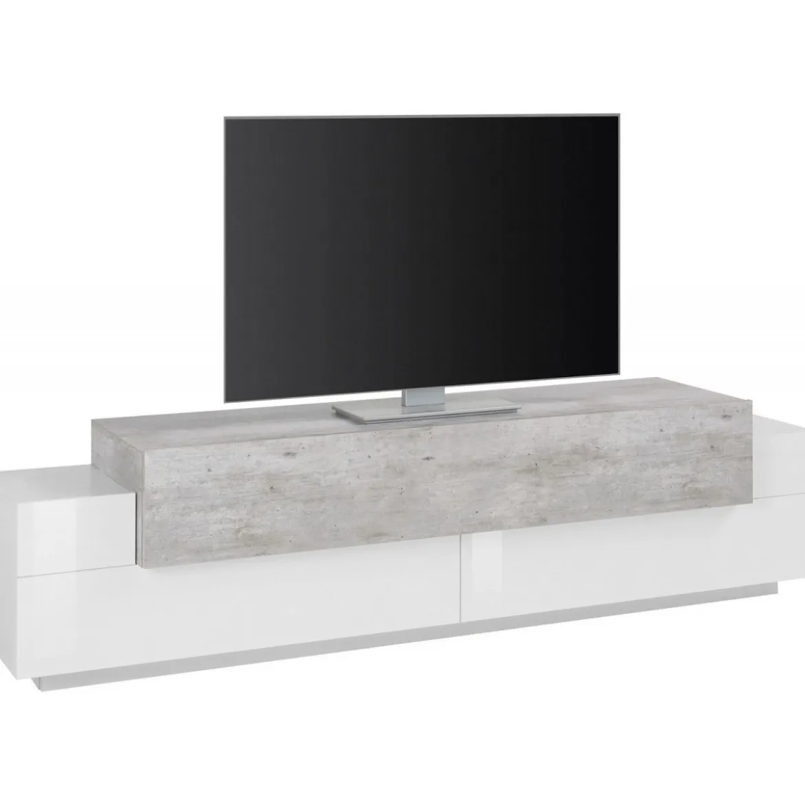Credenza con Ante a Ribalta 200 Porta TV Bianco Cemento Basso Soggiorno