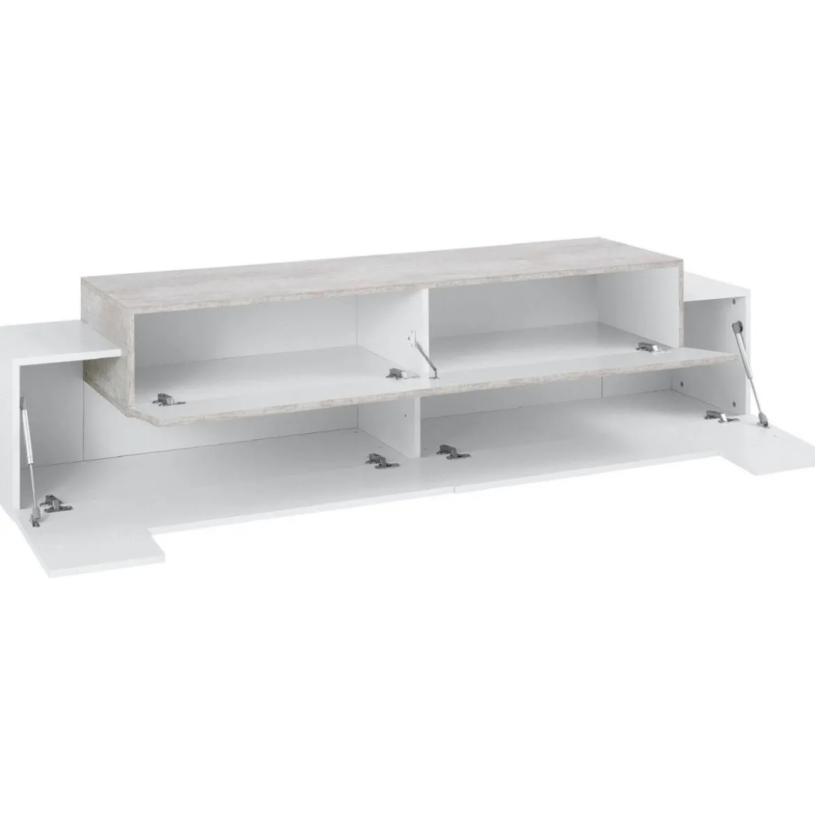 Credenza con Ante a Ribalta 200 Porta TV Bianco Cemento Basso Soggiorno