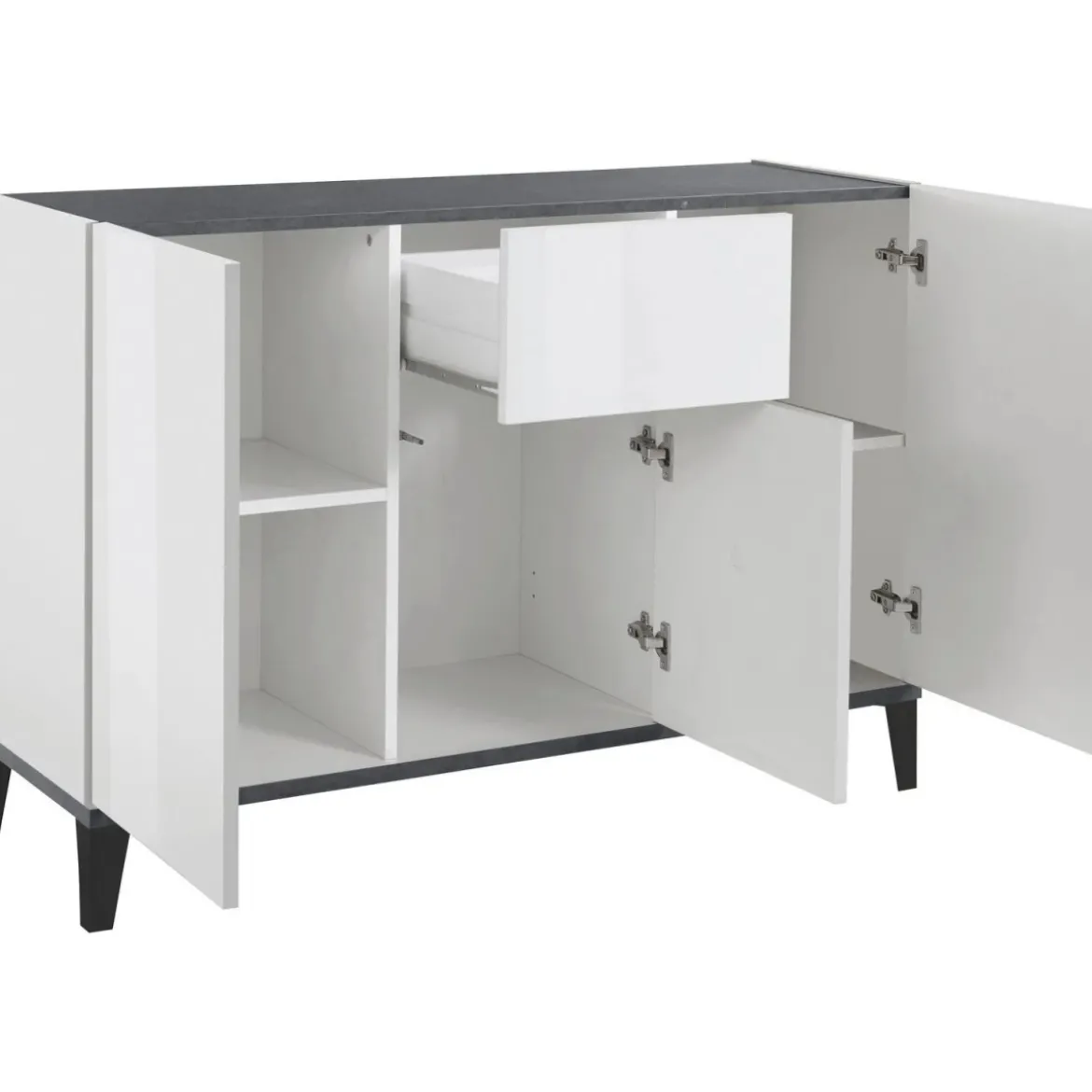 Credenza con 3 Ante 1 Cassetto 120x40x82 Bianco Ardesia
