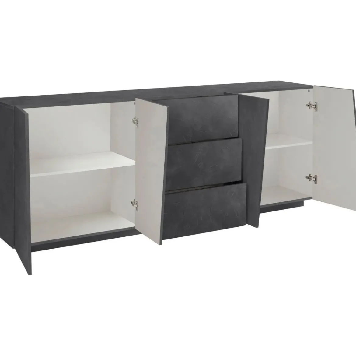 Credenza con 4 Ante e 3 Cassetti Ardesia Madia per Soggiorno