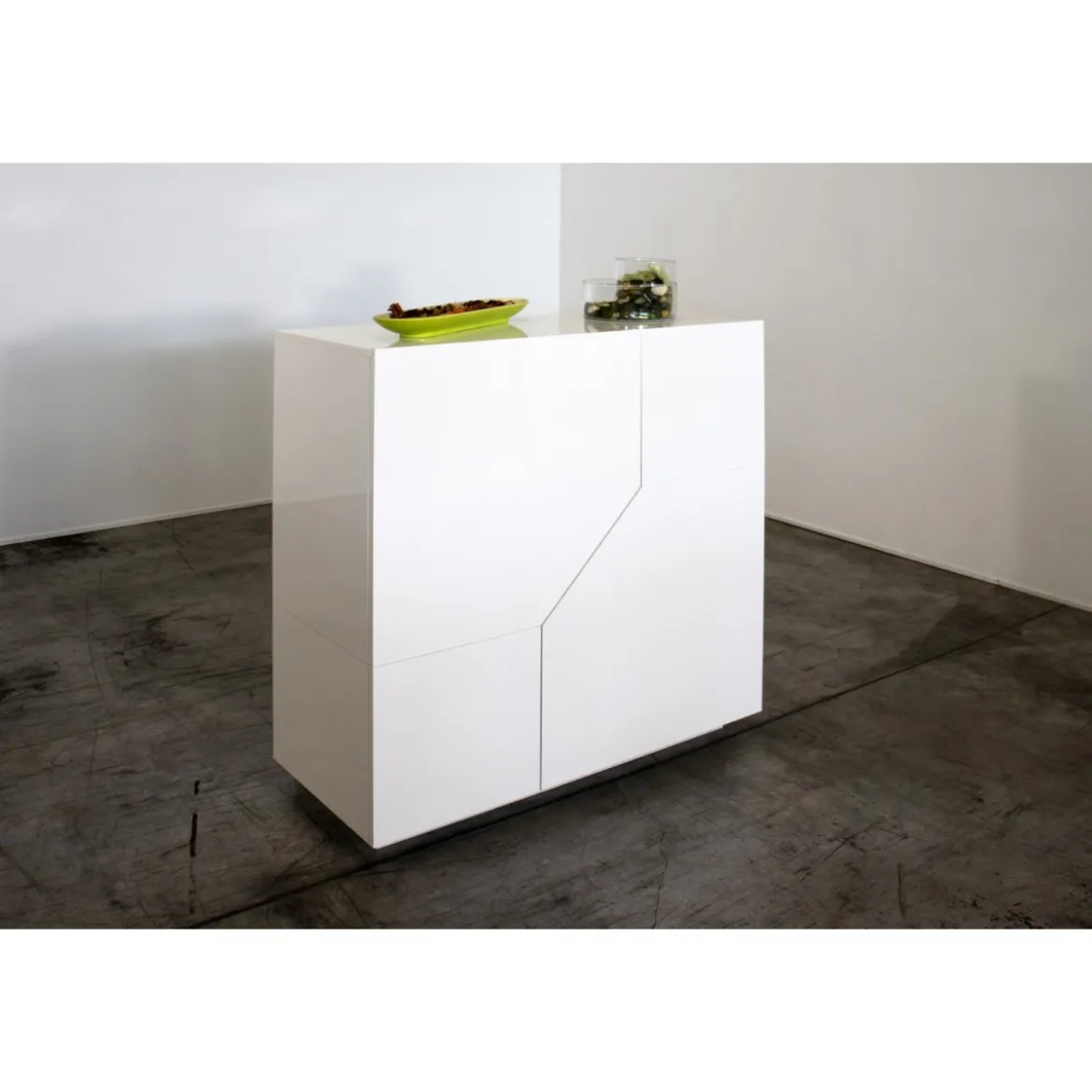 Credenza con 2 Ante Mobile in Legno Bianco Lucido 80 cm da Ingresso